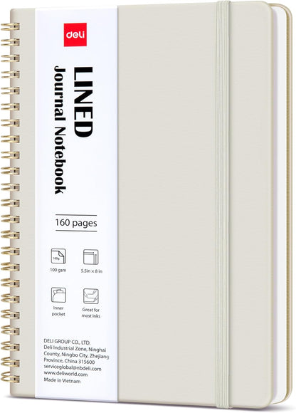 deli Rose Red Lined Spiral Journal Notebook, 160 Pages, A5 (5.5"x8") Hardcover Writing Notebook, College Ruled Spiral Bound Journal for Women & Men - Perfect for Work, School, Office & Note Taking