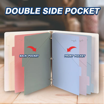 H4D 6-Tab Dividers for 3 Ring Binder, Plastic Dividers with Two Pockets, Letter Size, Pastel Colors, 1 Set
