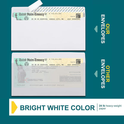 #10 Left Window Envelopes Self Seal - 20/pack - 4 1/8 x 9 1/2 inch - Business Envelopes with Flip & Seal Closure, Security Tinted for Invoices & Statements - White Letter Size
