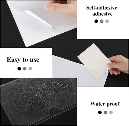 36 Pack 3" x 5" Index Card Holder Adhesive Plastic Label Holders Clear Tote Bag Labels Stickers for Organizing Storage Bins Library Card Shelves