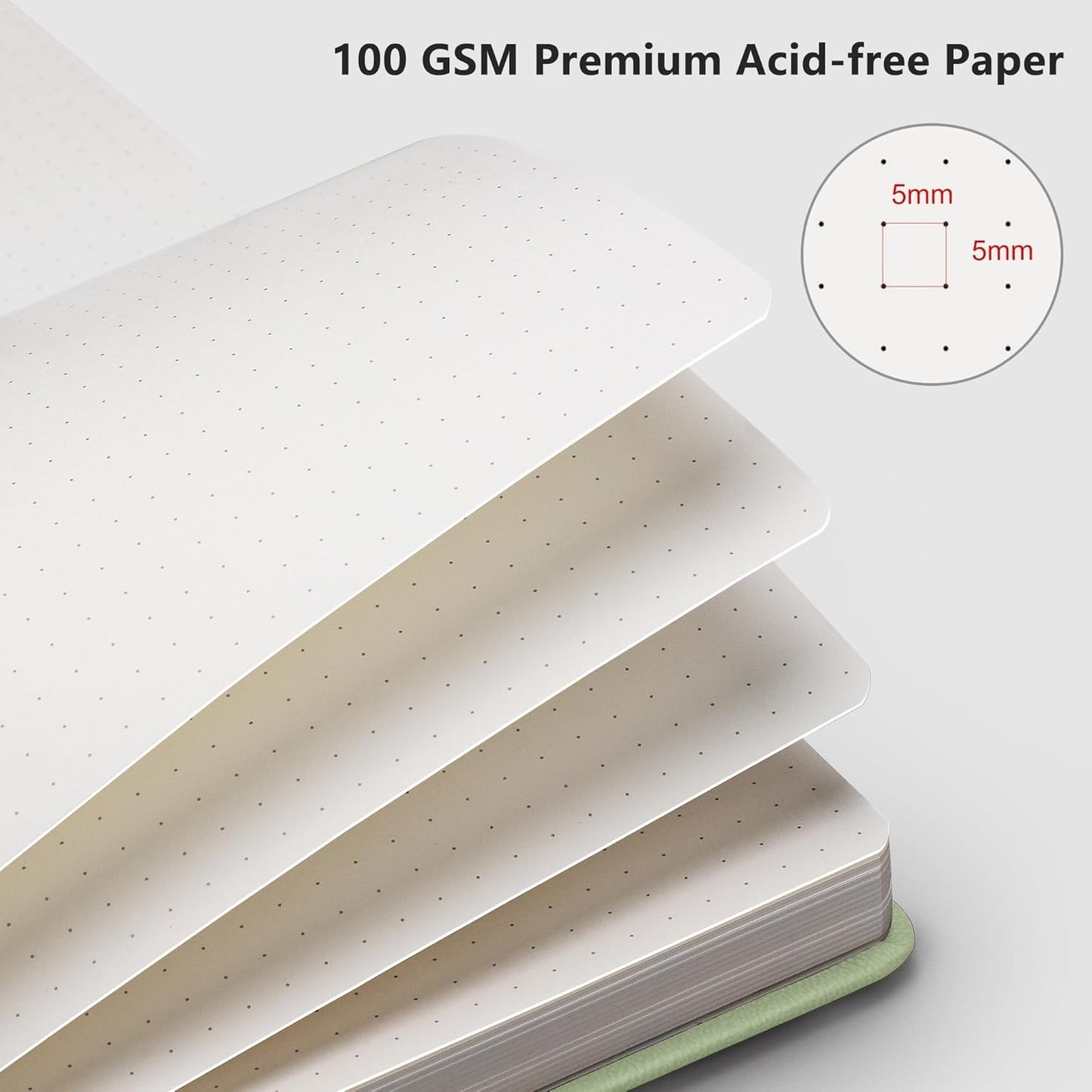 RETTACY Graph Grid Paper Notebook, 192 Pages, A5 Medium Size (5.7'' x 8.3''), 5 Squares per Inch, Leather Hardcover, 100 GSM Thick Paper, for School, Students, Math, Engineering (Brown)