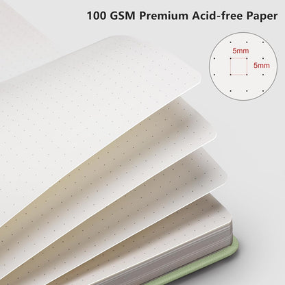 RETTACY Graph Grid Paper Notebook, 192 Pages, A5 Medium Size (5.7'' x 8.3''), 5 Squares per Inch, Leather Hardcover, 100 GSM Thick Paper, for School, Students, Math, Engineering (Brown)