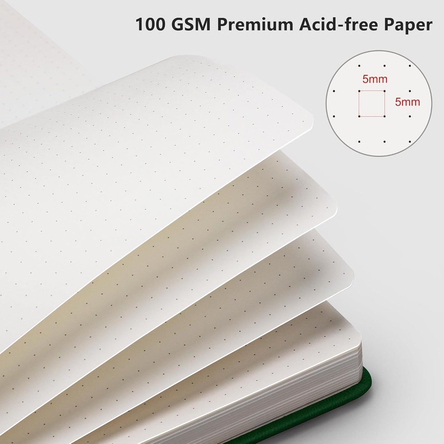 RETTACY Graph Grid Paper Notebook, 192 Pages, A5 Medium Size (5.7'' x 8.3''), 5 Squares per Inch, Leather Hardcover, 100 GSM Thick Paper, for School, Students, Math, Engineering (Brown)