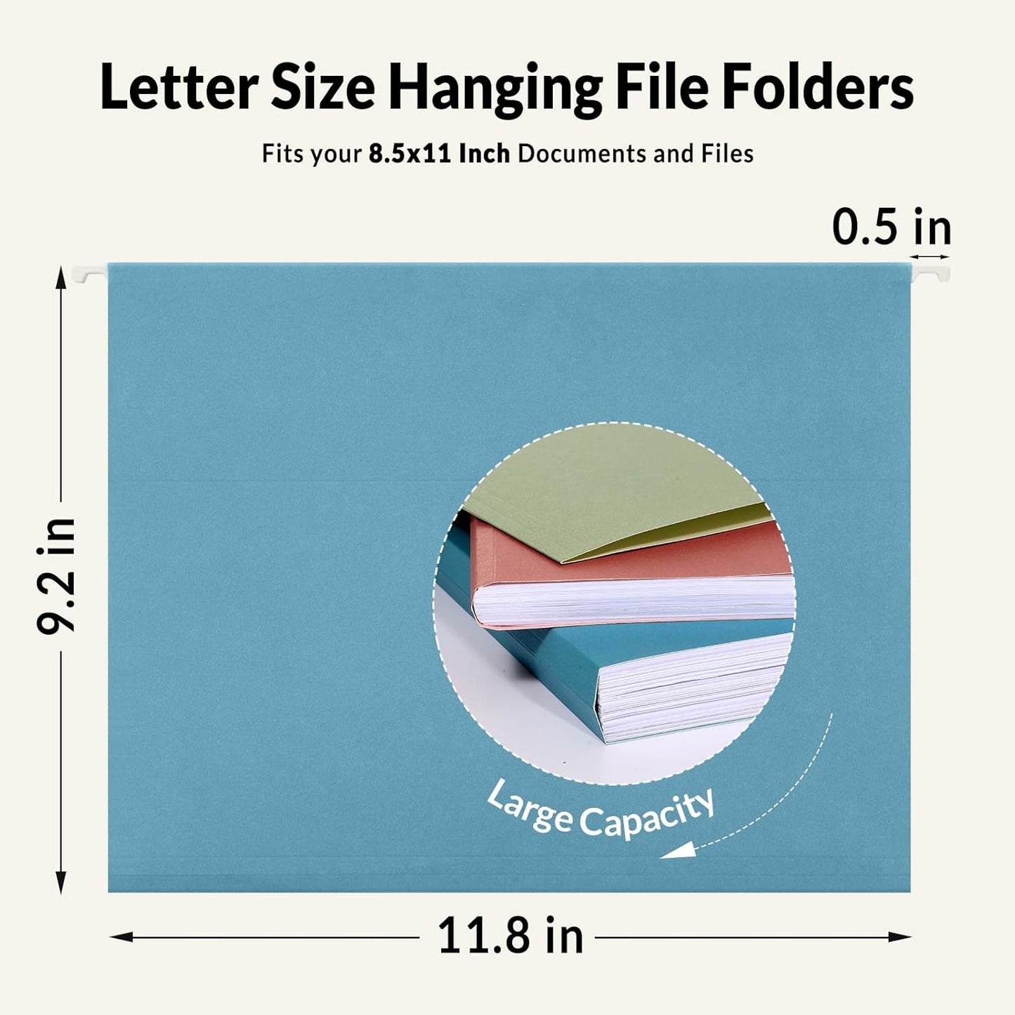 SUNEE Hanging File Folders, 25 Pack Letter Size Hanging File Folders with 1/5-Cut Tabs, Ideal for Home and Office Organization and Papers Classification, Bright Neon Pink