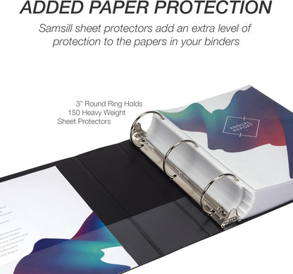 Samsill 1.5 Inch 3 Ring Binders, Economy Round Ring, Clear View Cover, 325 Sheet Capacity - for School, Home, Office - White, 4 Pack