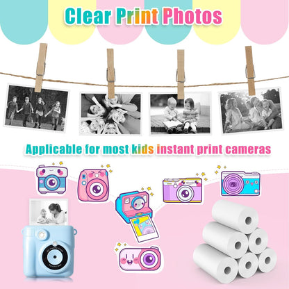 12 Rolls Instant Print Camera for Kids Refill Print Paper - Hikkon Thermal Print Paper Rolls Photo Print HD Printing for Most Kids Instant Camera - Paper Only(White-12)