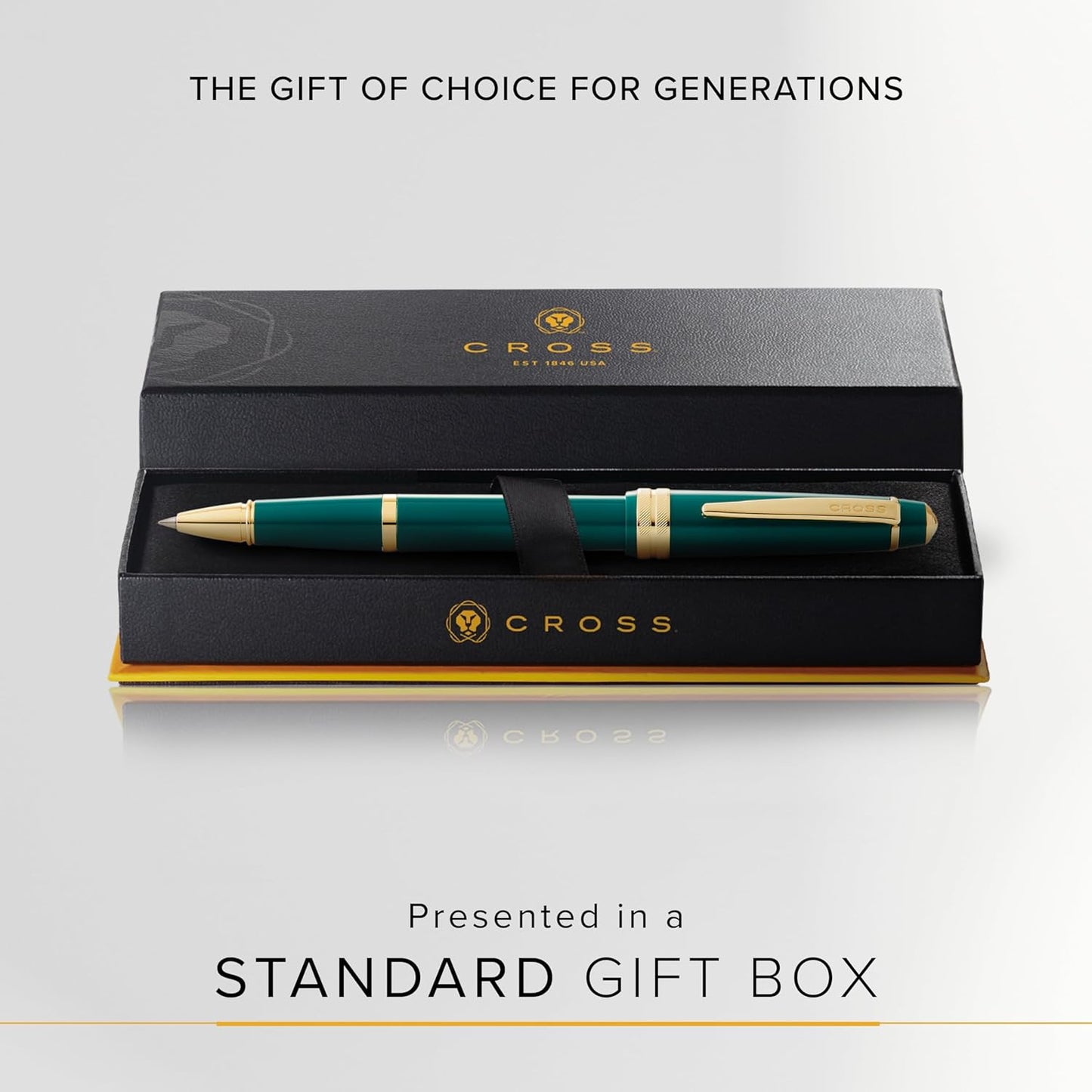 Cross Bailey Light Polished Blue Resin Rollerball Pen - Professional Pen for Effortless Writing - Journaling, Note-Taking & More - Black Ink - Easy Handling - Includes Gift Box
