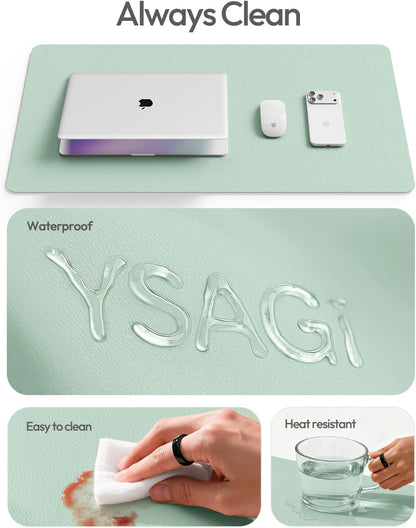 YSAGi Leather Desk Pad Protector, Large Mouse Pad, Non-Slip PU Leather Desk Blotter, Waterproof Writing Pad for Office and Home (31.5" x 15.8", Eggshell) - Colors A