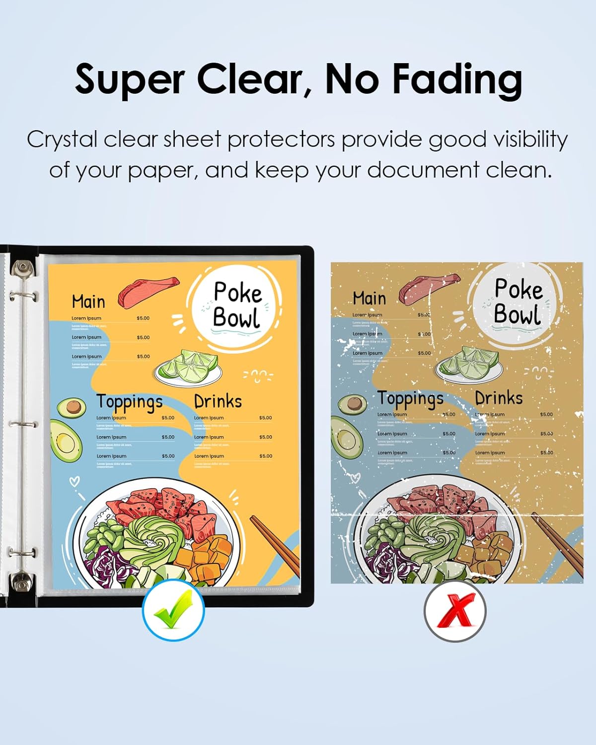KTRIO Sheet Protectors for 3 Ring Binder 500 Pack, Clear Page Protectors 8.5 x 11, Plastic Binder Sleeves for Paper, Top Loading, Office Home School