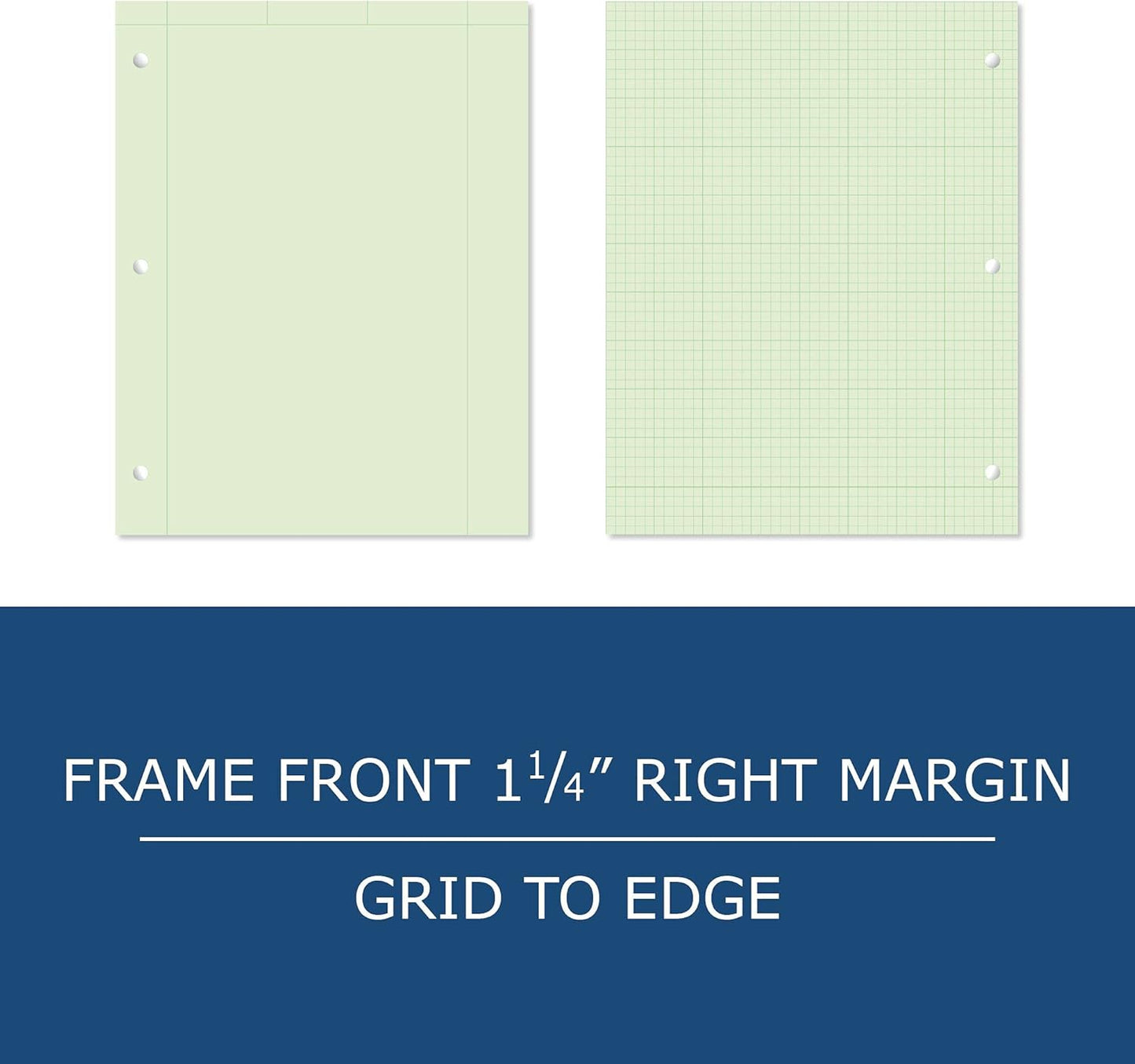 ROARING SPRING Graph Ruled Engineering Pad, Engineering Graph Paper Pad, 5x5 Enclosed Grid, 8.5" x 11", 100 Sheets, 3 Hole Punched, Buff Tinted Sheets, Made in USA