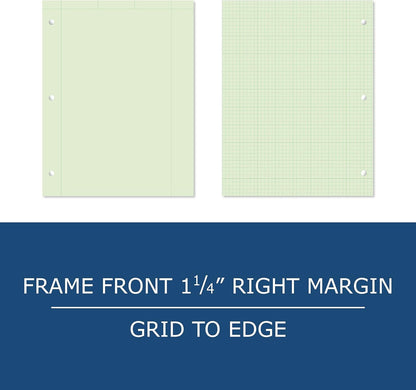 ROARING SPRING Graph Ruled Engineering Pad, Engineering Graph Paper Pad, 5x5 Enclosed Grid, 8.5" x 11", 100 Sheets, 3 Hole Punched, Buff Tinted Sheets, Made in USA