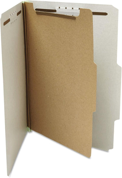 Universal 10252 Pressboard Classification Folder, Letter, Four-Section, Gray, 10/Box