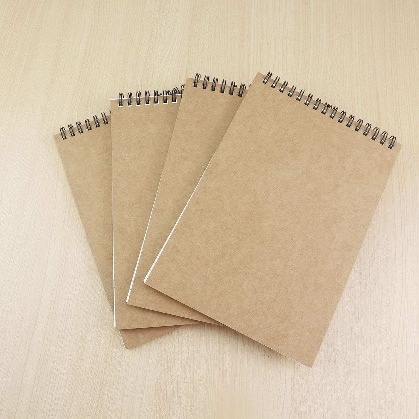 4 Pack Graph Paper Notebook, A5 Top Wirebound Grid Spiral Notebook 5.8" x 8.3",60 Sheets,5mm x 5mm Grid Paper,Grid Notepad for Students, Math, Engineering (Black)