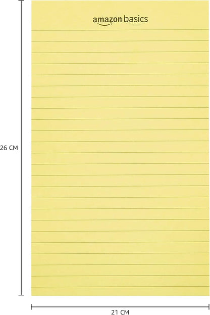 Amazon Basics Wide Ruled Lined Writing Note Pads with Sturdy Back, 8.5" x 11.75", Multicolor, 6-Pack, 300 Sheets, Perforated