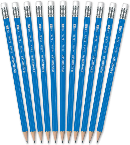 STAEDTLER Norica #2 HB Wood-Cased Pencil Set: 18 Pre-Sharpened Graphite Pencils with 1 Eraser & 1 Sharpener, Break-Resistant Lead, For Writing & Drawing, Blue, Ideal for Classroom, Home & Office