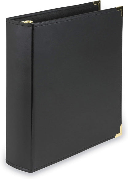 Samsill Classic Collection Leather 3 Ring Binder, Executive Presentation Portfolio, 0.5 Inch (Holds 100 Sheets), Brass Round Ring, Burgundy