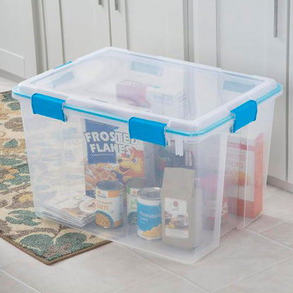 Sterilite 4-Pack Gasket Box, Weather-Resistant Storage Bins with Latching Lids, 32 Quart - Heavy-Duty Organizing Containers for Closet, Bathroom, and Office