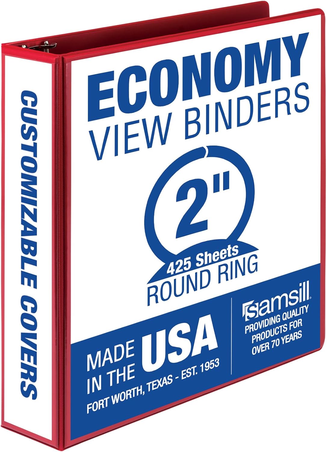 Samsill 1.5 Inch 3 Ring Binders, Economy Round Ring, Clear View Cover, 325 Sheet Capacity - for School, Home, Office - White, 4 Pack