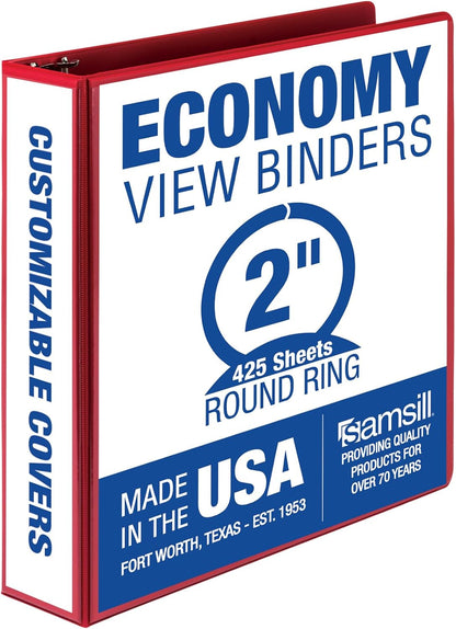 Samsill 1.5 Inch 3 Ring Binders, Economy Round Ring, Clear View Cover, 325 Sheet Capacity - for School, Home, Office - White, 4 Pack