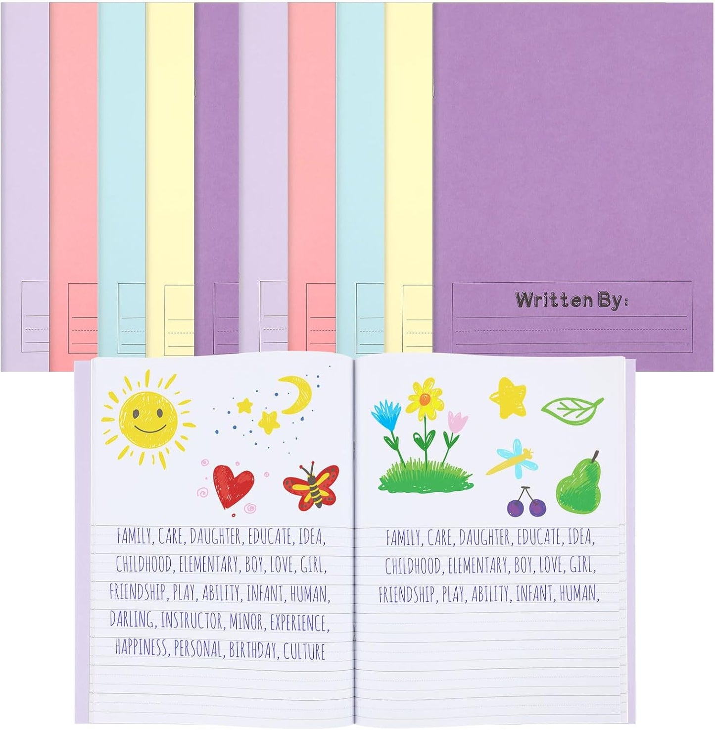 Henoyso 12 Pcs Primary Composition Notebook K-2 Primary Journal, Notebook for Kids Supplies, Bulk Blank Writing Book for Kid to Write Draw Journal 60 Page (9.8″ X 7.5″,Light Color)