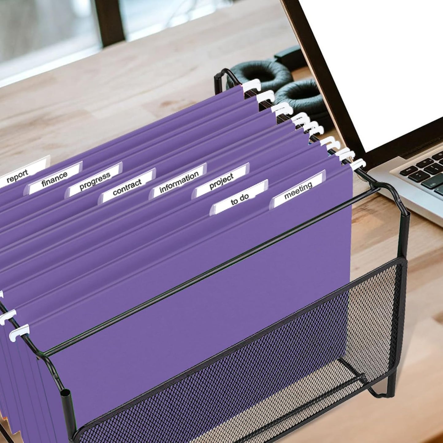 HERKKA Hanging File Folders, 30 Pack Reinforced Letter Size Hanging Folders, Designed for Bulky Files, Filing Cabinet, 1/5-Cut Adjustable Tabs (Blue)