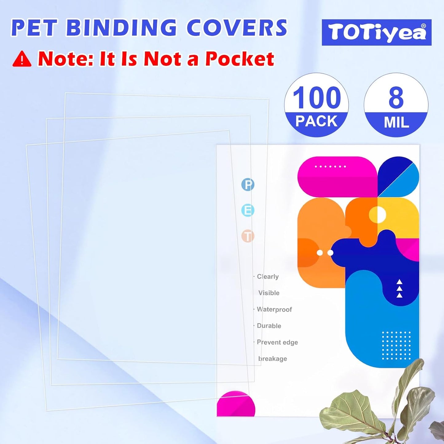 TOTiyea 200 Pack 5 Mil PVC Binding Presentation Covers, Clear Report Covers for Binding,8.5x11 Inches,Letter Size