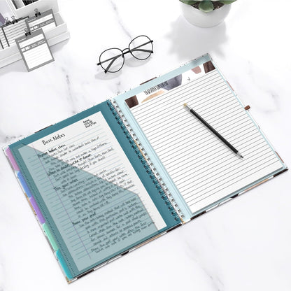Hongri Clipboard Folio with Refillable Lined Notepad, 8.5 x 11 Folders with Storage 10 Pockets, Spiral Portfolio, Size 12.8X 9.7 in, Office & School Supplies, Skeleton