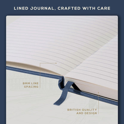 BEECHMORE BOOKS Large Lined Journal Notebook, 8.5" x 11.5" (A4) Hardcover Vegan Leather Executive Diary for Work, Thick 120gsm Paper, Lay-Flat Binding, Gift Box