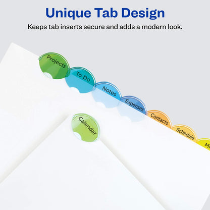 Avery Insertable Style Edge Plastic Dividers for 3 Ring Binders, 8-Tab Set, Multicolor, 1 Set (11201)