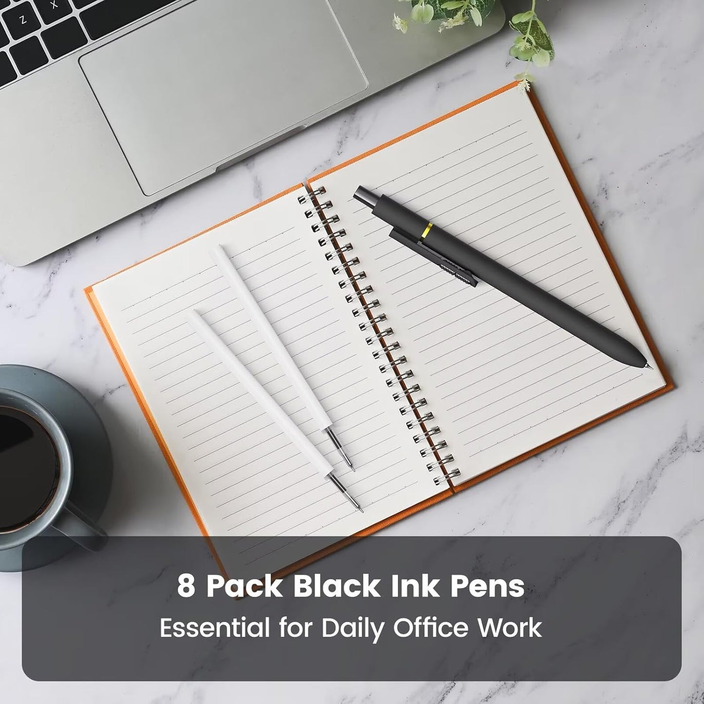 8Pcs Black Gel Pens - 0.7mm Medium Point Black Ink Pens | Smooth Writing - Quick Drying Retractable Pen for Men Women (Morandi - 8Pcs)