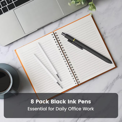 8Pcs Black Gel Pens - 0.7mm Medium Point Black Ink Pens | Smooth Writing - Quick Drying Retractable Pen for Men Women (Morandi - 8Pcs)