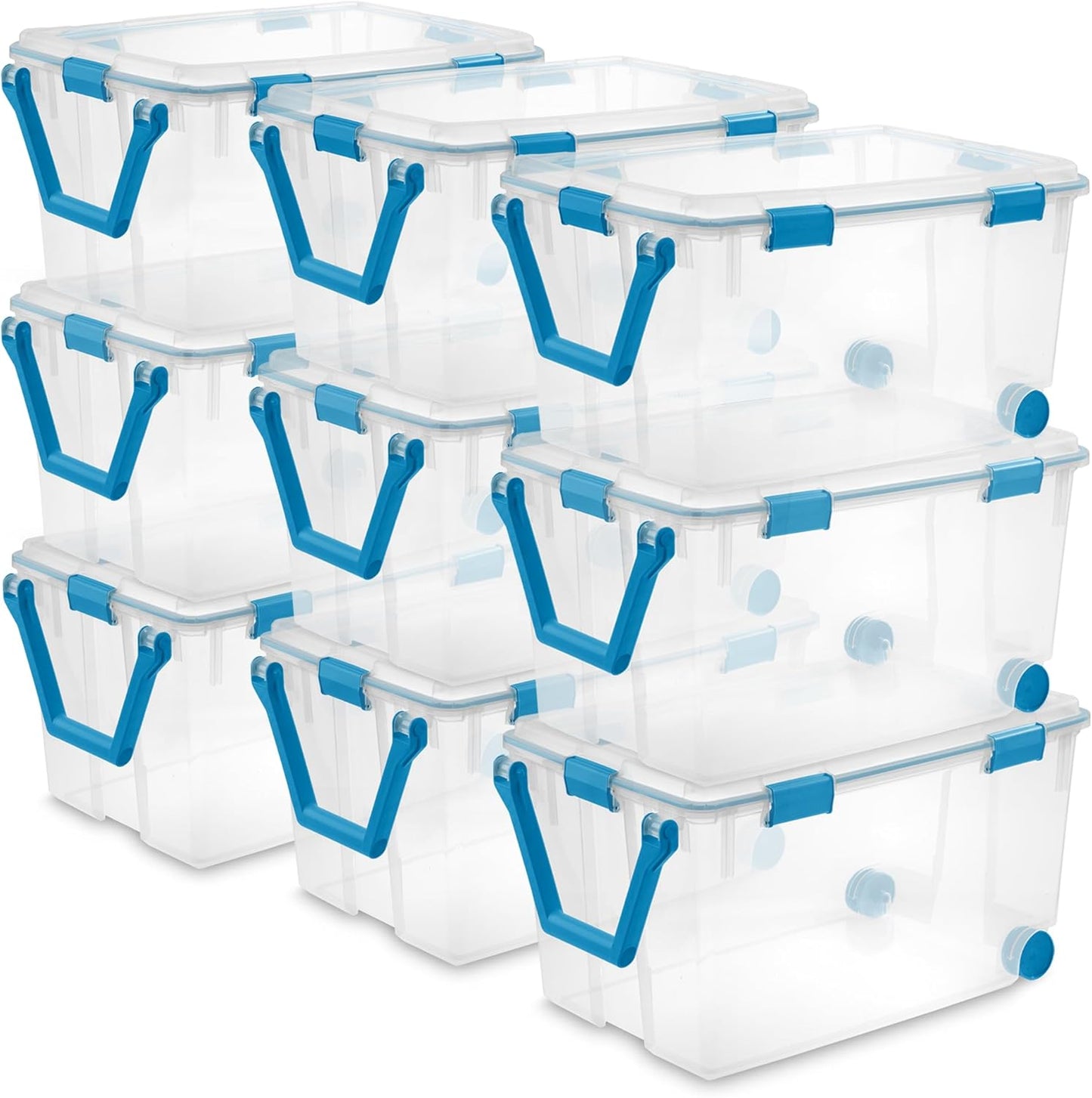 Sterilite 4-Pack Gasket Box, Weather-Resistant Storage Bins with Latching Lids, 32 Quart - Heavy-Duty Organizing Containers for Closet, Bathroom, and Office