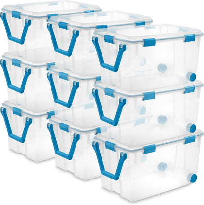Sterilite 4-Pack Gasket Box, Weather-Resistant Storage Bins with Latching Lids, 32 Quart - Heavy-Duty Organizing Containers for Closet, Bathroom, and Office
