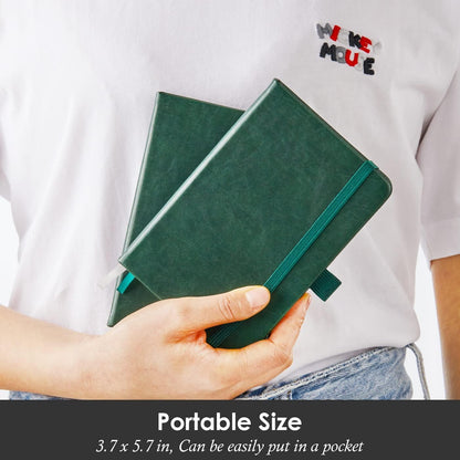 NIRMIRO Small Notebook Journals, 3 Pack Mini Pocket Note pads for Men & Women Writing, A6 Small Leather Notepad 3.7" x 5.7" with Pen, Black, Red, Green