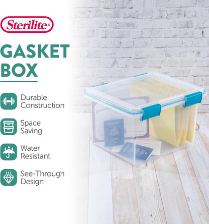 Sterilite 4-Pack Gasket Box, Weather-Resistant Storage Bins with Latching Lids, 32 Quart - Heavy-Duty Organizing Containers for Closet, Bathroom, and Office