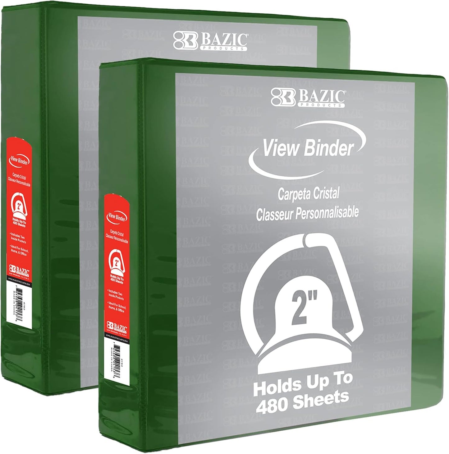 BAZIC Products 3 Ring Binder 2" View Binders Slant D Ring Organizer - Burgundy, Hold 480 Sheets Paper, for School Office Home, 1-Count