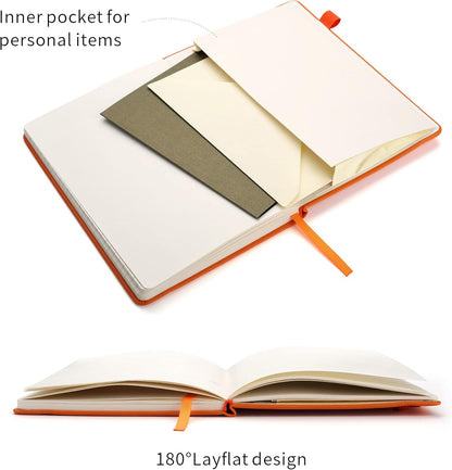 Deziliao Lined Journal Notebooks with Pen Loop, Hardcover Notebook Journal for Work, 100Gsm Premium Thick Paper with Inner Pocket, Medium 5.7"x8.4", （Black, Ruled）