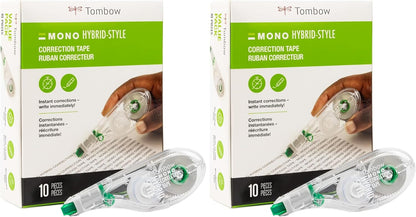 Tombow 68721 MONO Hybrid Correction Tape, 10-Pack. Easy To Use Applicator for Instant Corrections