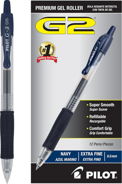 PILOT G2 Premium Refillable and Retractable Rolling Ball Gel Pens, Extra Fine Point, Black Ink, 12-Pack (31002)