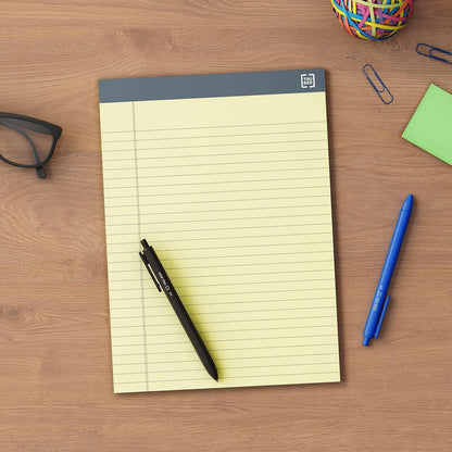 TRU RED Notepads, 8.5” x 11.75”, Wide Ruled, Canary, 50 Sheets/Pad, 12‑Pack