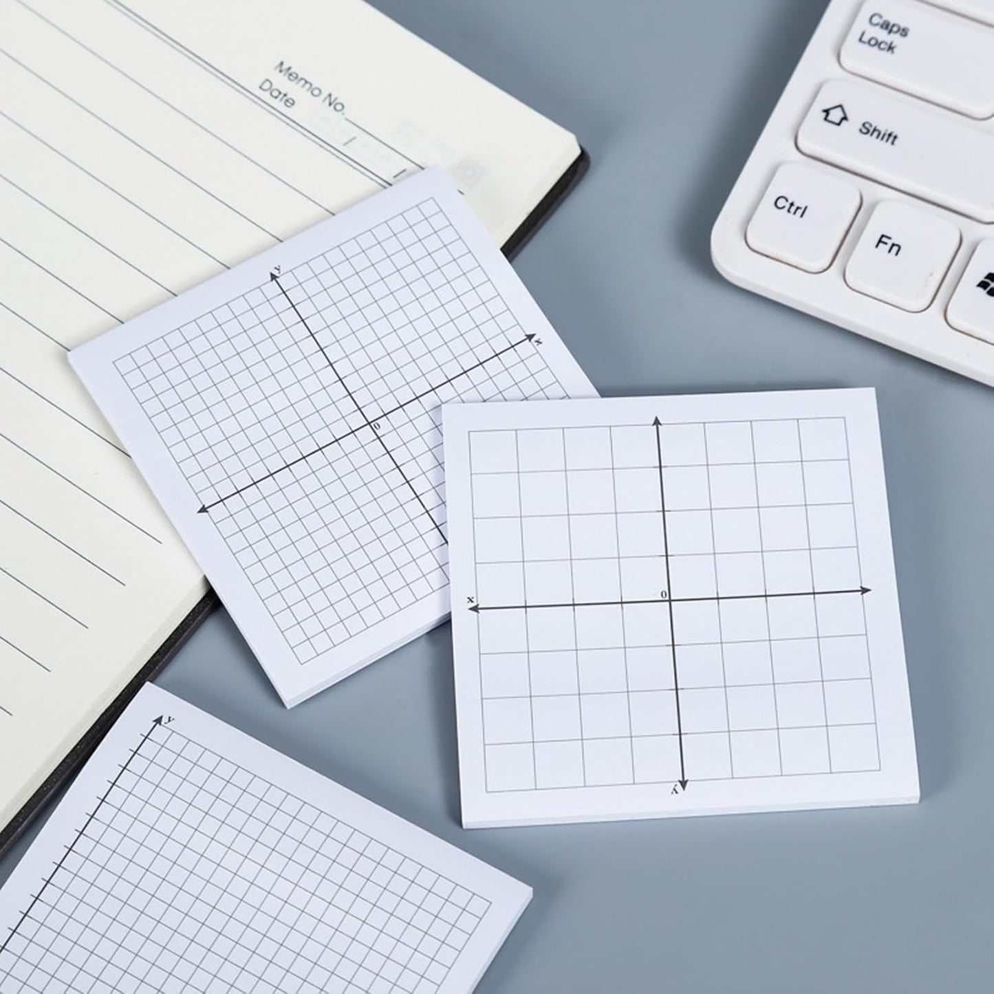 6 Pads Self Stick Graph Paper Sticky Notes Adhesive Grid Notepad Mini Graph Pads Lined Mini Graph Pads for Office School Math Supplies, 50 Sheets Per Pad, 6 Styles