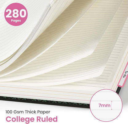Large Lined Spiral Journal for Women Cute Hardcover 5 Subject Notebook for Work 8.5" x 11" with Removable Dividers & Tabs, College Ruled, 280 Pages Aesthetic Journal for Work, School & Note Taking, Garden of Whimsy