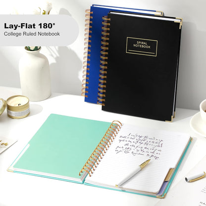 Hardcover Spiral Notebook with Tabs 8"x10" Large Spiral Lined Journals for Women with Dividers 240 Pages College Ruled Composition Notebook 5 Subject Notebook for Work, Back to School, Gifts, Purple