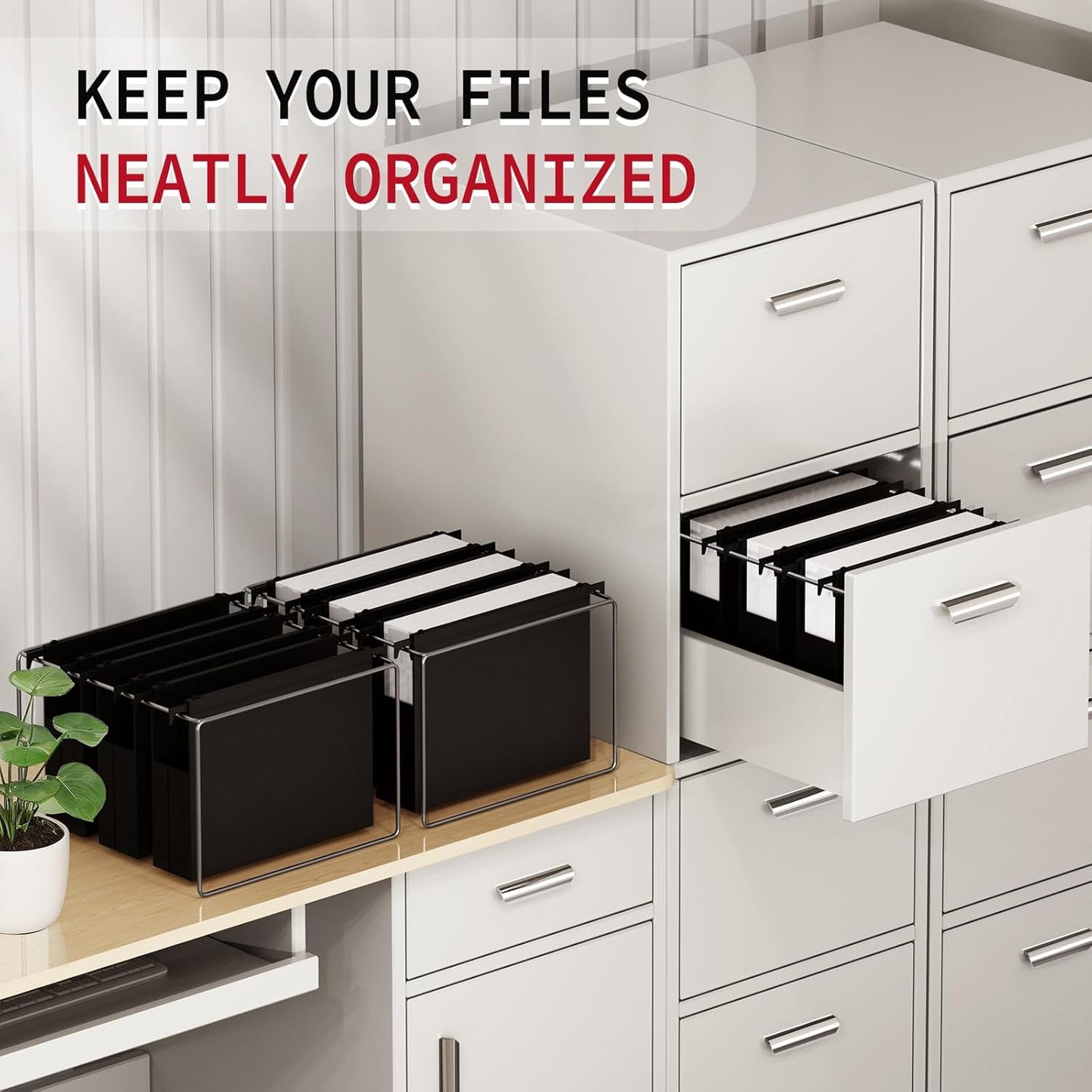 Uquelic Plastic Hanging File Folders Letter Size, 12 Pack Reinforced Heavy Duty Hang Folder with Movable Bright Dividers, Adjustable Tabs, 2" File Organizer for Filing Cabinet, School, Office