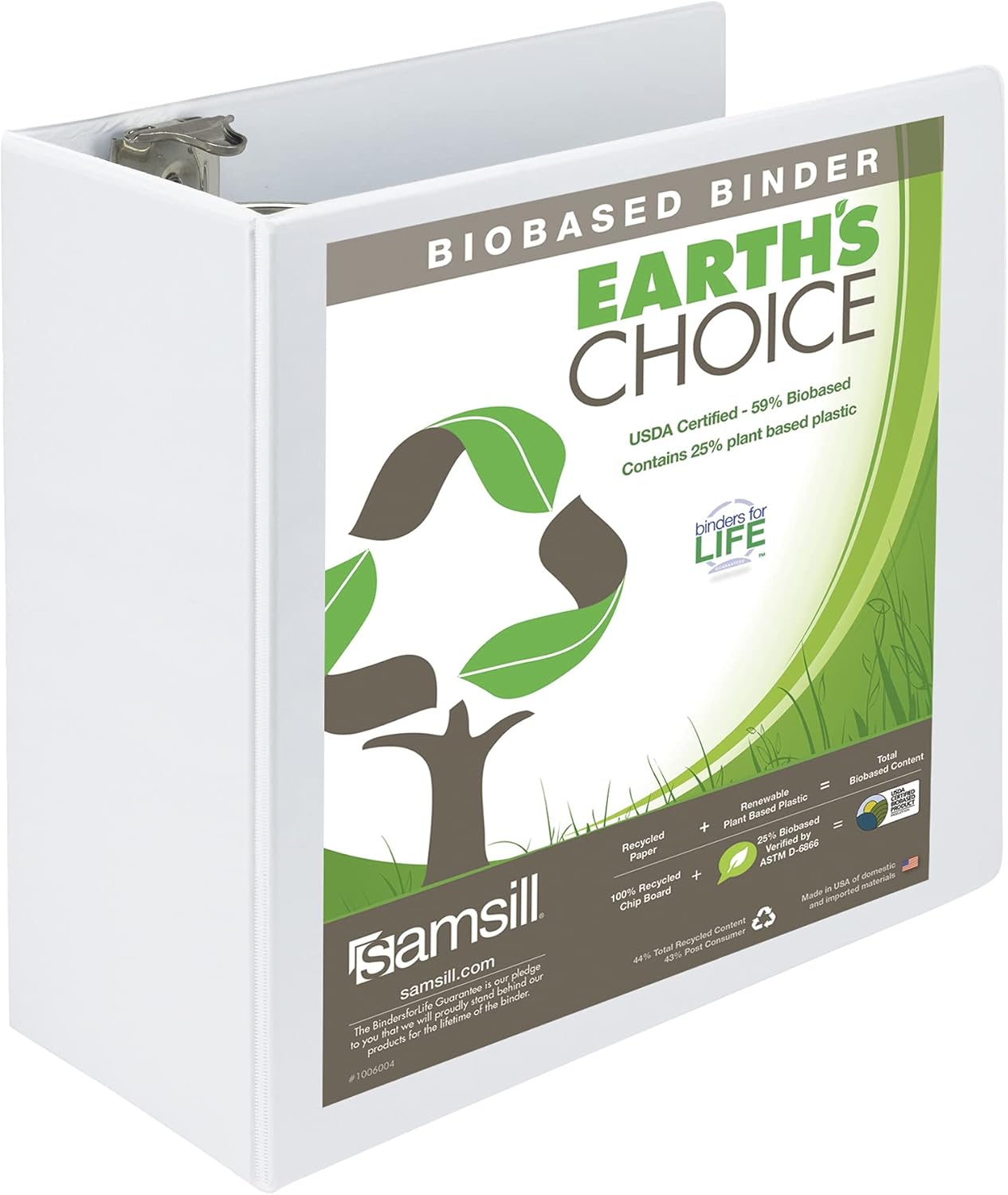 Samsill Plant-Based 3 Inch Durable D-Ring, View Binder, Eco-Friendly, USDA Certified Biobased, 4 Count, Pack of 1, Boho Assortment