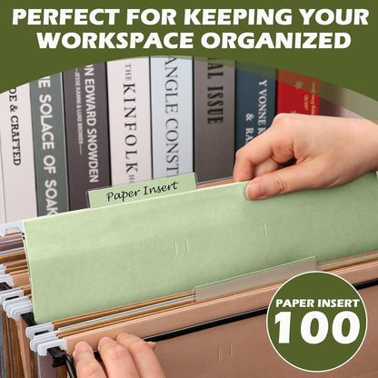 100 Pcs Hanging File Folder Paper Inserts 3-1/2 Inch Off White Blank File Tab Inserts Thick Cardstock for Hanging Folder (3.5×0.6 inch)(No Tab Included)
