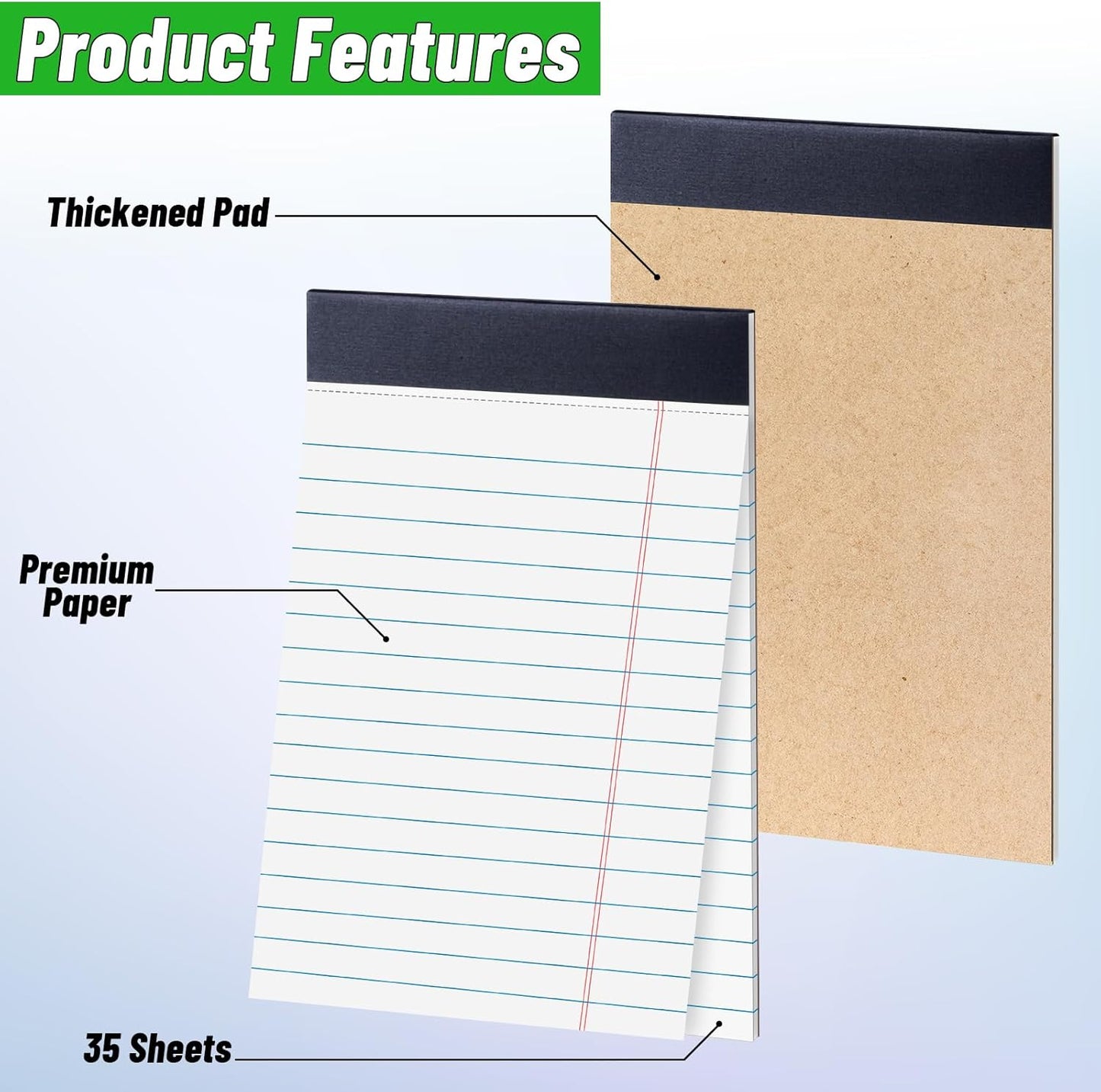 36 Pack Legal Pads Bulk, 5x8 Inch Rainbow Notepad, Note Pads Wide Ruled Perforated Memo Pad for Work Study Daily Note Taking List, Lined Writing Pads Memo Refills Notepads for Office Home School