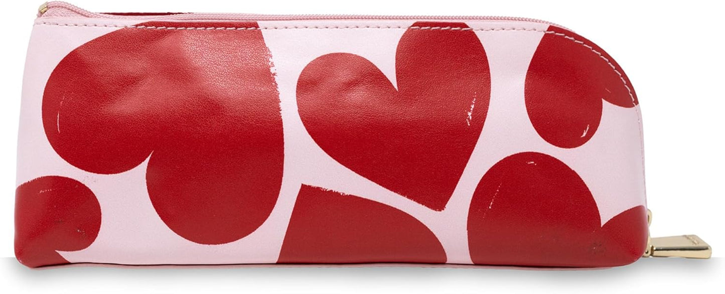kate spade new york Pen and Pencil Case with Office Supplies, Zip Pouch Includes 2 Pencils, Sharpener, Eraser, and Ruler, Polka Dots (black/white)
