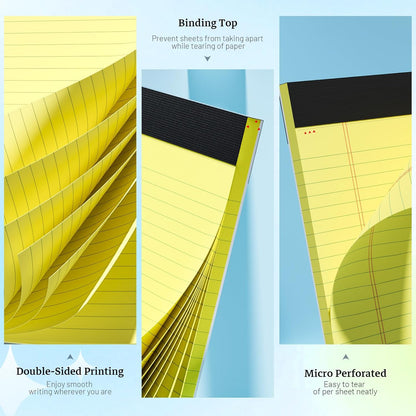6 Pack Legal Pads 8.5 x 11 College Ruled Notepads, White Note Pads 8.5'' x 11'' Writing Pads Narrow Ruled Lined Paper Pads, 30 Sheets Per Note Pad, Legal Notepads for Work Study Daily Note Taking List
