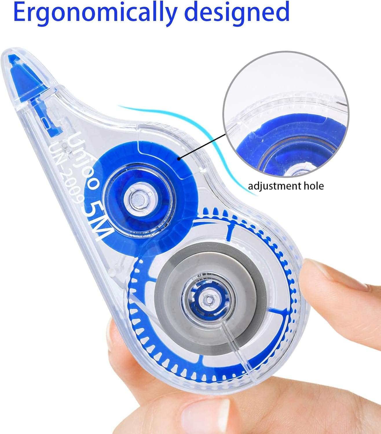 Unjoo White Correction Tape, Easy To Use Applicator for Instant Corrections Wrong Writing At Any Time, For school, Office (12pack, 5M/196" x 0.2", Black)